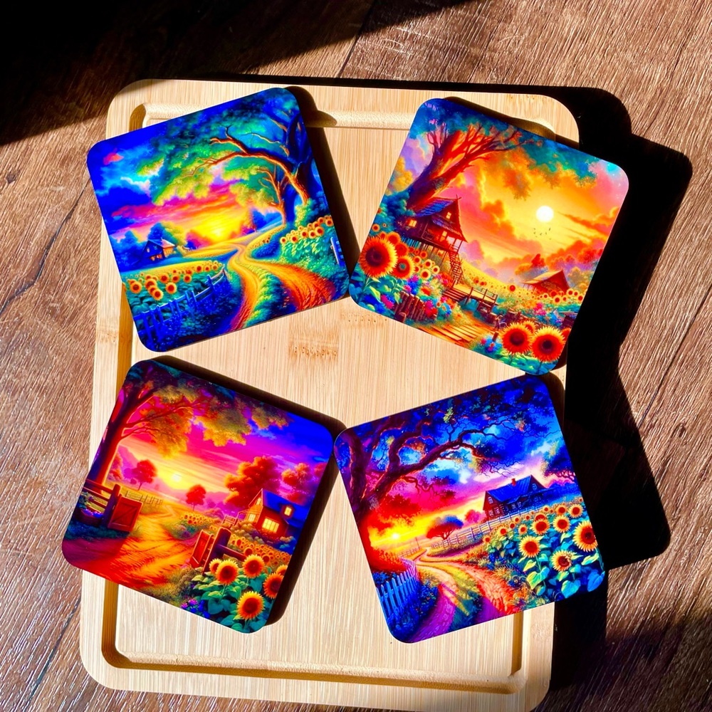 Colorful Landscape Coasters Set - Picture 1 of 2